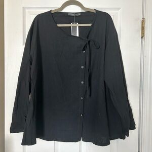 Zanzea Black 3/4 Sleeve Sailor Collar Blouse NYT